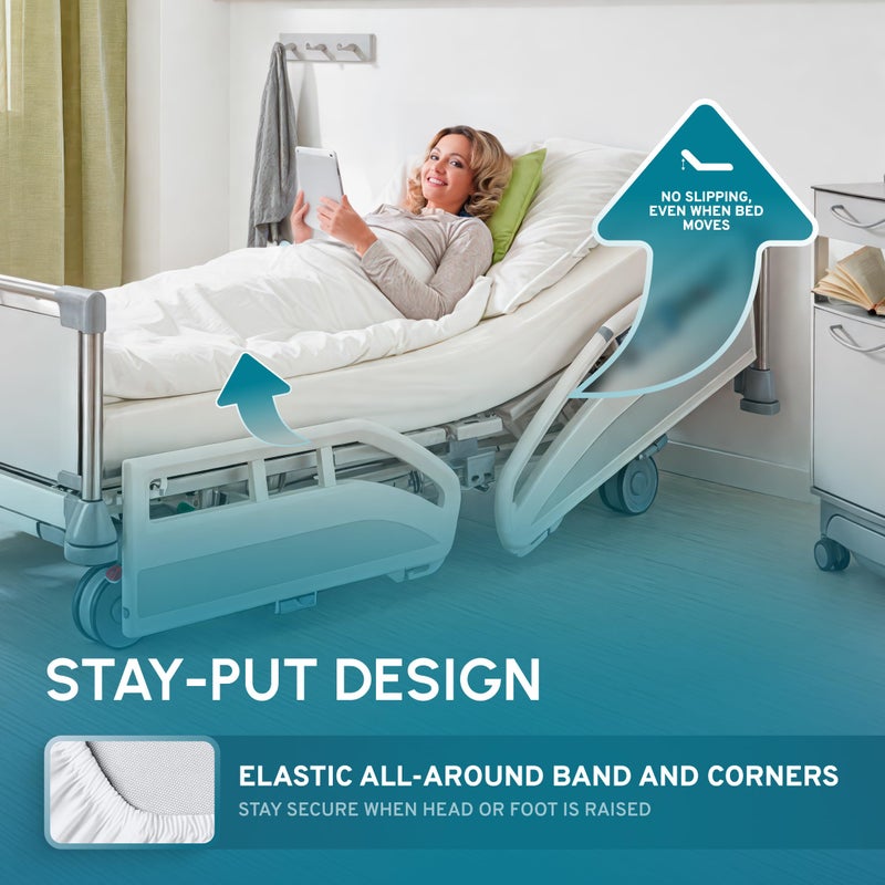 White Classic Fitted Hospital Bed Sheets Set of 3, Cotton Fitted Sheet with 200 Thread Count, Soft Standard Sheets for Hospital Bed Size: 36" x 80" x 9" - Image 3